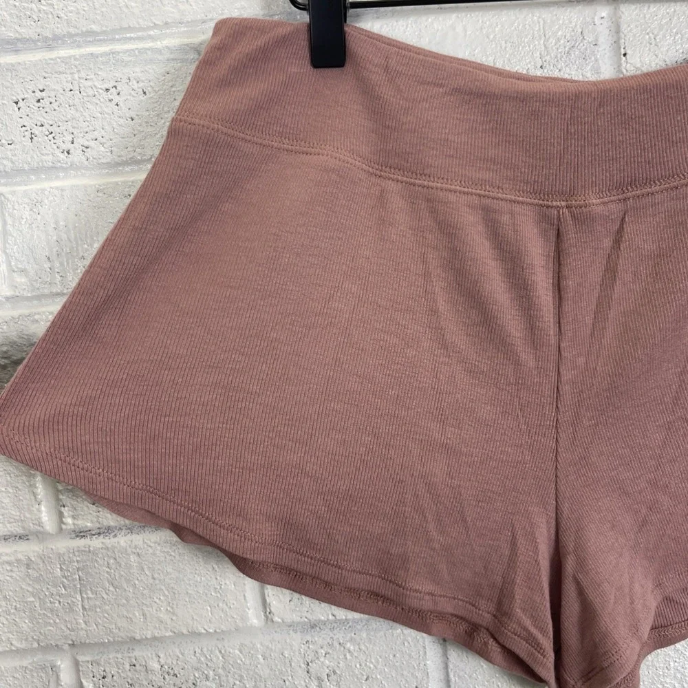 Athleta Well Rested Rib Sleep Shorts Womens Size M Pull On Stretch Mauve Pink